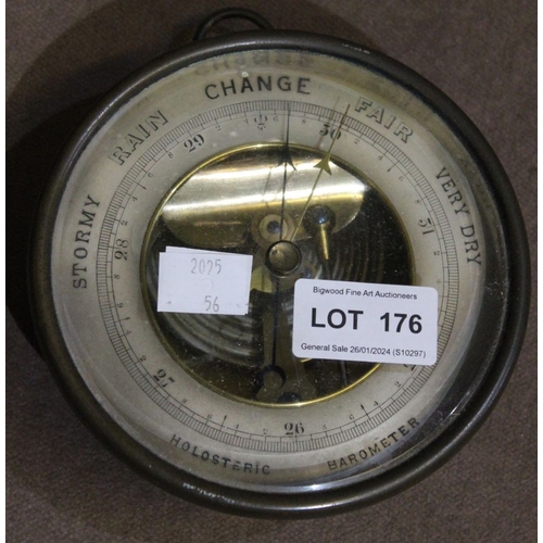 176 - A possible 19th century brass wall hanging circular barometer