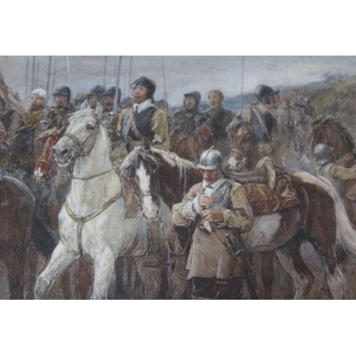 324 - Andrew Carrick Gow ARA watercolour depicting 'Cromwell at Dunbar' 28 x 42cm signed and dated 1886 gl... 