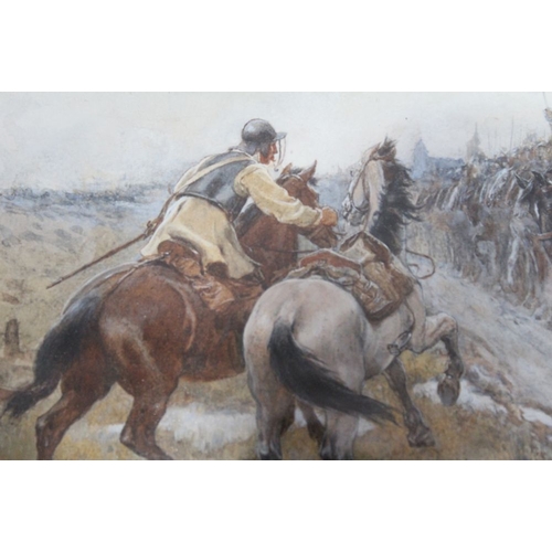 324 - Andrew Carrick Gow ARA watercolour depicting 'Cromwell at Dunbar' 28 x 42cm signed and dated 1886 gl... 