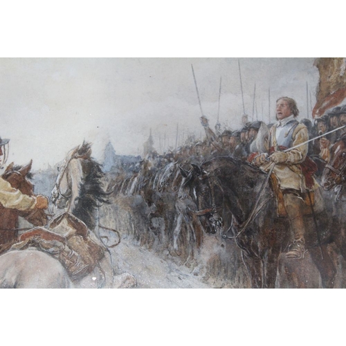 324 - Andrew Carrick Gow ARA watercolour depicting 'Cromwell at Dunbar' 28 x 42cm signed and dated 1886 gl... 