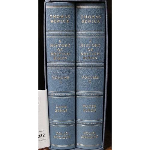 332 - FOLIO SOCIETY - Bewick History of British Birds leather bound in slip case two vols