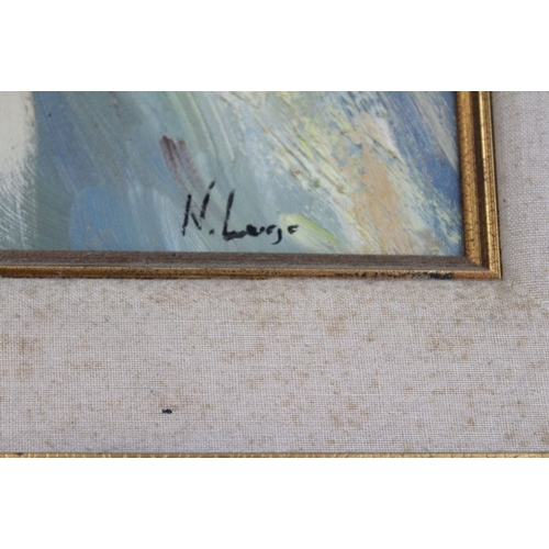 344 - A large oil on canvas of a lady with flowers indistinctly signed in gilt frame