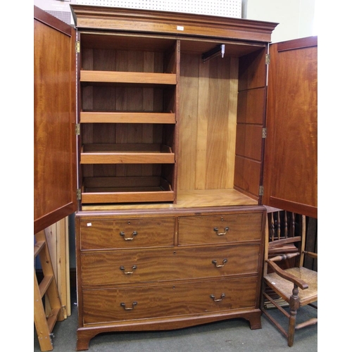 35 - Edwardian Linen Press with part fitted interior and 2 over 2 drawer base