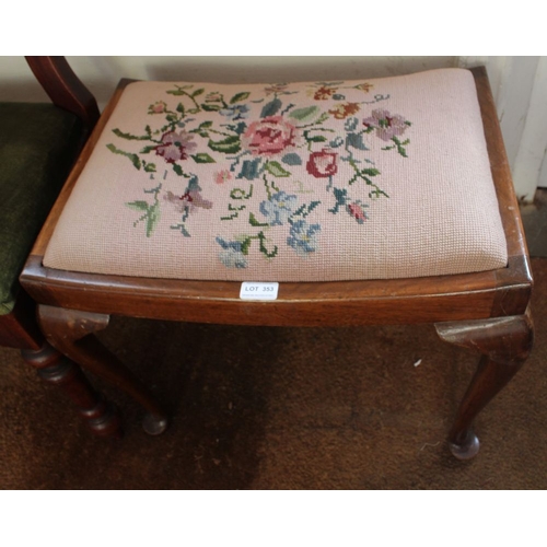 353 - A dressing table stool with wool work seat