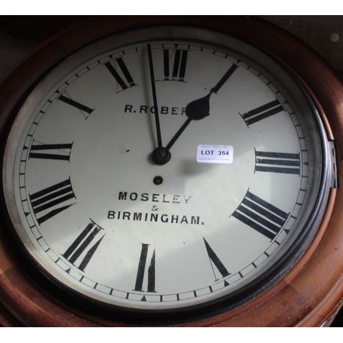 354 - R Roberts of Moseley, Birmingham post office style wall hanging clock