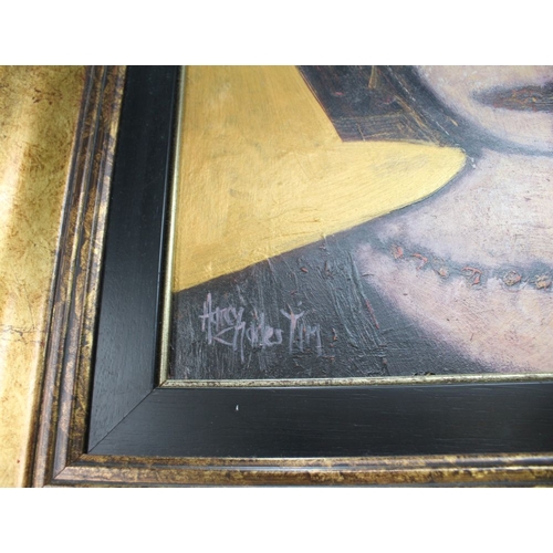 73 - Harry Charles Tim - Queen painting on board inscribed 