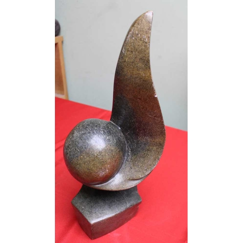 147 - A 20th century, Abstract Form, polished stone sculpture, reminiscent of the work of Brancusi, 42.5cm... 