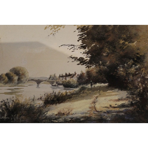 19 - A watercolour of riverside footpath, Severn side North Bewdley indistinctly signed. With a another s... 