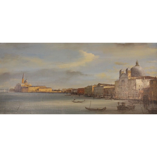 20 - An oil on canvas of a Venetian scene indistinctly signed in gilt frame, image size within the frame ... 