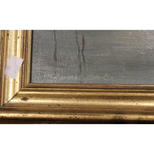 20 - An oil on canvas of a Venetian scene indistinctly signed in gilt frame, image size within the frame ... 