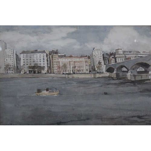 214 - Denys G Wells  - A 20th century watercolour of a Thames scene