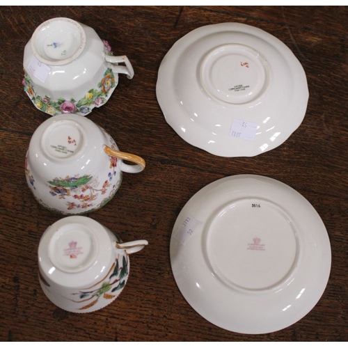 245 - A selection of cup & saucers, to include; Copeland Spode,  Davenport, and Continental