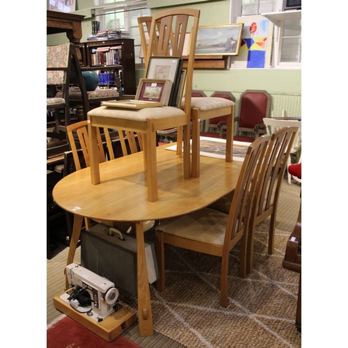 26 - A craftsman built oak table and six chairs designed and built by Robin Furlong, each chair signed