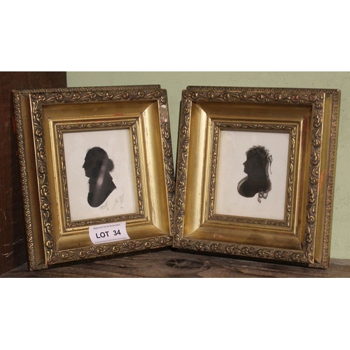 34 - Two framed silhouettes, inscribed to the backs, 'Hannah Duberry' and 'Henry James Coke Esq.' 8cm x 7... 