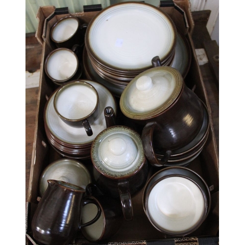 48 - A set of Franciscan chestnut stoneware dinner service with tea & coffee pot