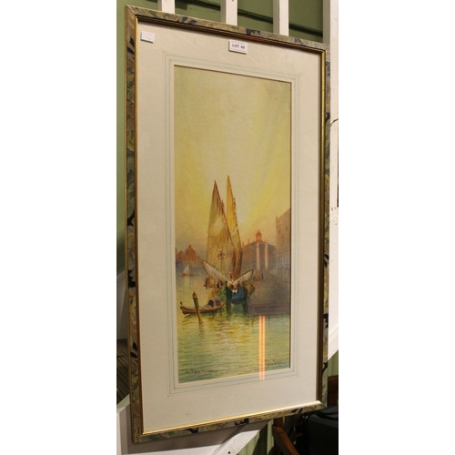 60 - A watercolour of a Venetian scene indistinctly signed