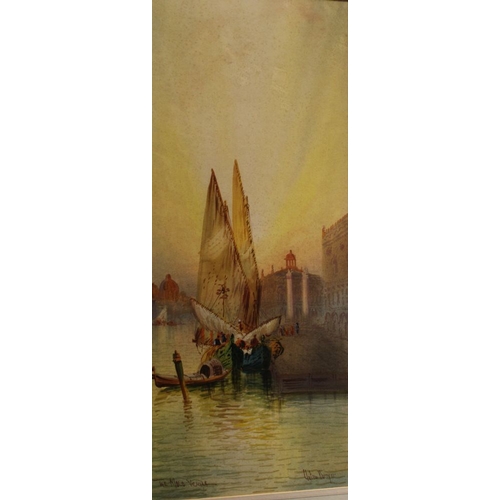 60 - A watercolour of a Venetian scene indistinctly signed