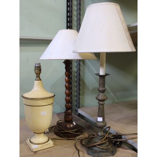 15 - Three various table lamps including a Laura Ashley example