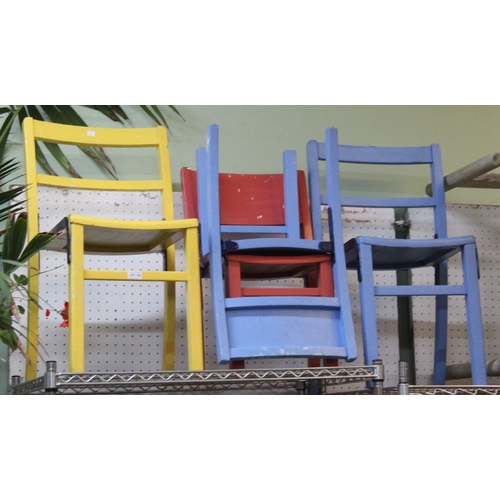 156 - Four painted wooden children's chairs