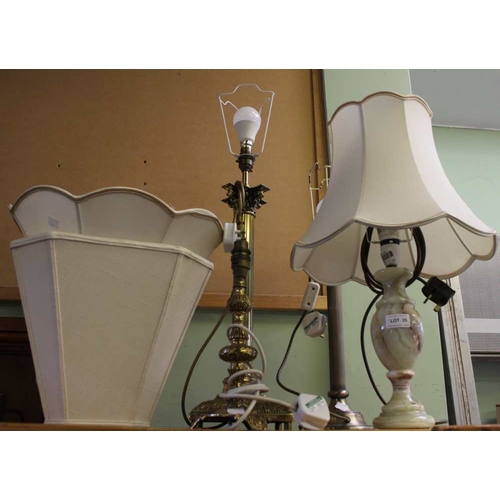 25 - 3 Brass Table Lamps & an Onyx example (4)