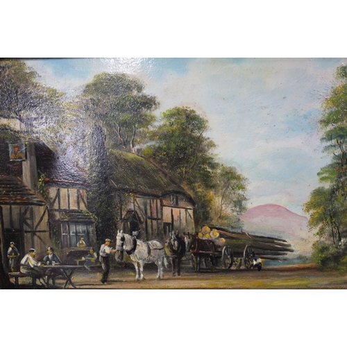 276 - Two oil on board Rural scenes in fancy gilt frames