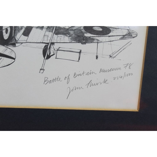 314 - John Thirsk, a signed, framed limited edition aircraft print, Battle of Britain Museum, No 284/1000,... 