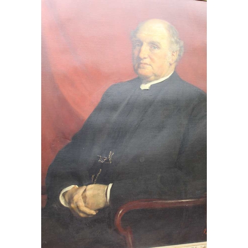 344 - John Collier, a late Victorian portrait of a seated Clergyman, oil painting on canvas, signed and da... 