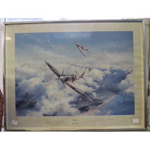 52 - Spitfire by Robert Taylor, First edition print signed by Sir Douglas Bader and Johnnie Johnson