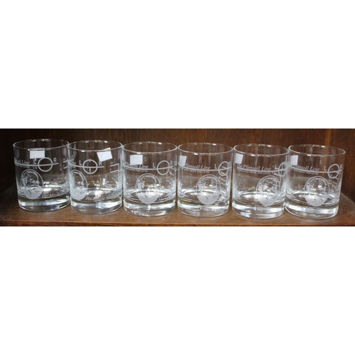 96 - A set of six commemorative glass tumblers to mark the life of Samuel Plimsoll