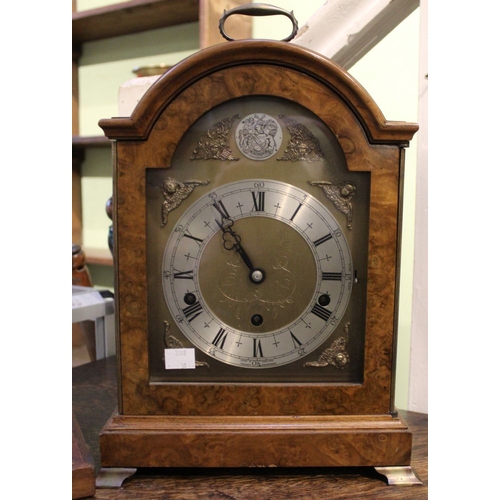 112 - An Elliott Georgian design walnut cased bracket clock, having an 8-day lever, Westminster / Whitting... 