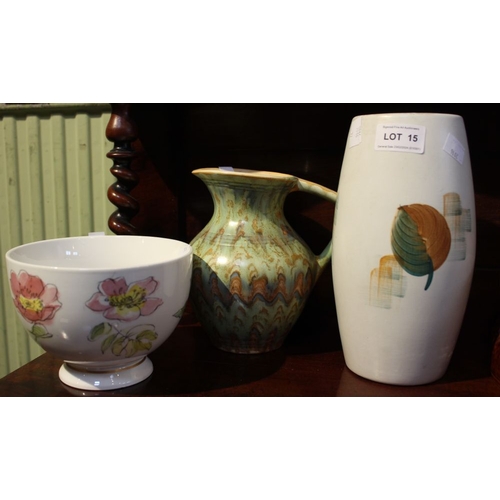 15 - A Radford vase, Beswick jug and a floral bowl