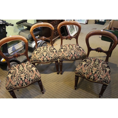 166 - Set of four well upholstered Victorian Balloon Back Dining Chairs