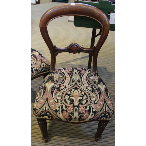 166 - Set of four well upholstered Victorian Balloon Back Dining Chairs