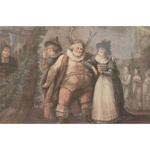 3 - A 19th Century coloured engraving portraying Falstaff at Herns Oak from the Merry Wives of Windsor