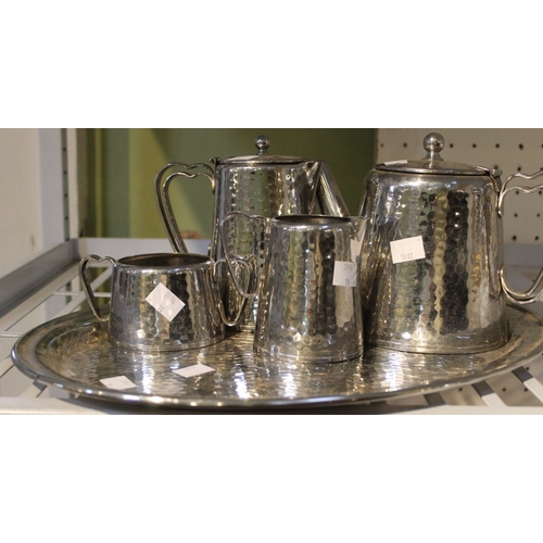 34 - An Old Hall stainless steel five piece coffee set including tray