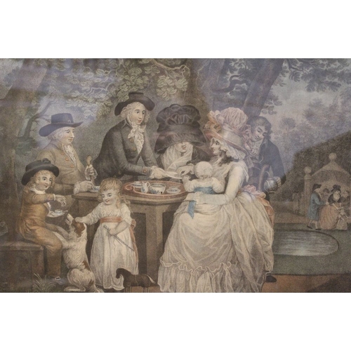 4 - A 19th Century coloured engraving 'A Tea Party' after George Morland