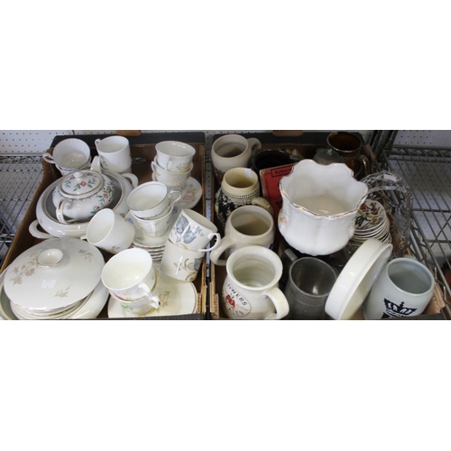 124 - Two boxes of assorted china and glassware