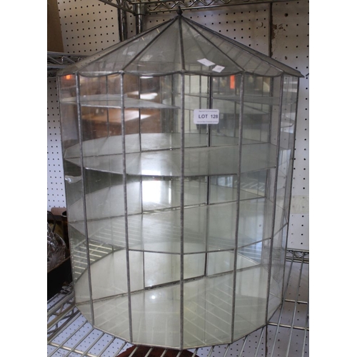 128 - A leaded glass semi-circular display cabinet