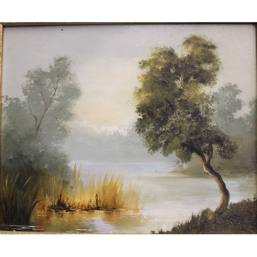 136 - Two original landscapes oil on board in fancy gilt frames artist unknown