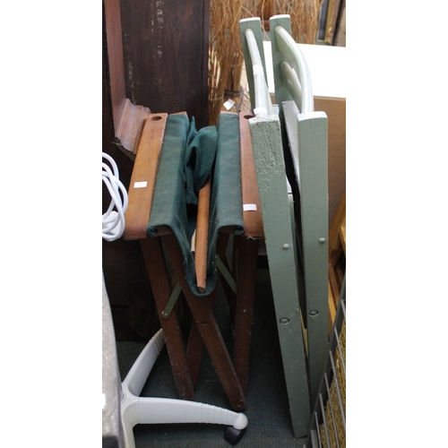 154 - Two painted wooden folding chairs with a directors chair