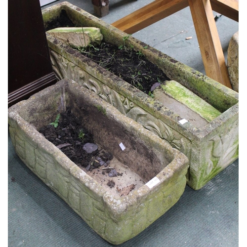 165 - Two rectangular cast garden planters