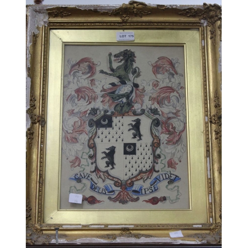 175 - An original watercolour of a Heraldic armorial coat of arms