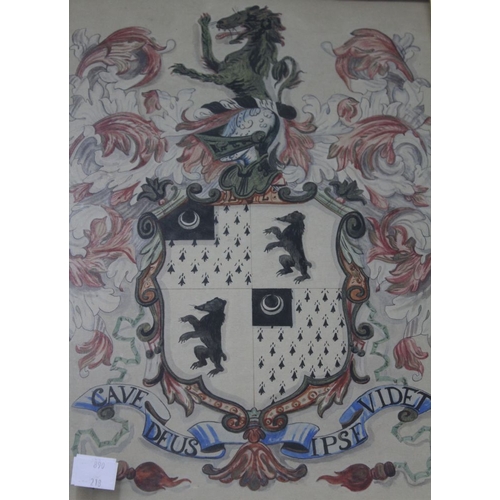 175 - An original watercolour of a Heraldic armorial coat of arms