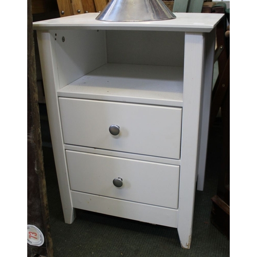 178 - A modern white two drawer bedside table