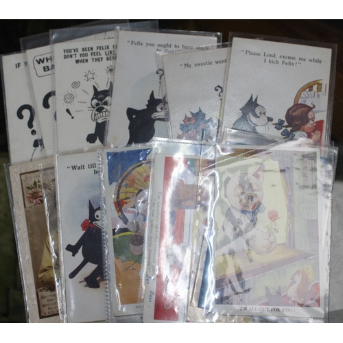 218 - Nine early 'Felix the Cat' postcards and six 'Bonzo' postcards.