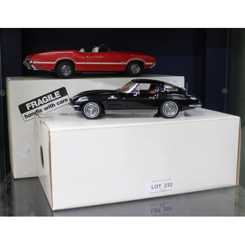 232 - Two Danbury Mint model cars, a 1963 Chevrolet Corvette Sting Ray Coupe and a 1970 Oldsmobile 442 W-3... 