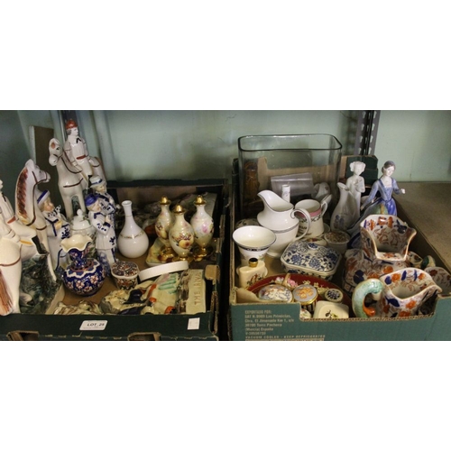 25 - Two boxes of reproduction Staffordshire flatback ware, together with assorted china & porcelain