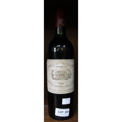 257 - Chateau Margaux Premier Grand Cru Classe 1967 1 bottle