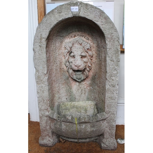 285 - A cast garden water feature with lions head