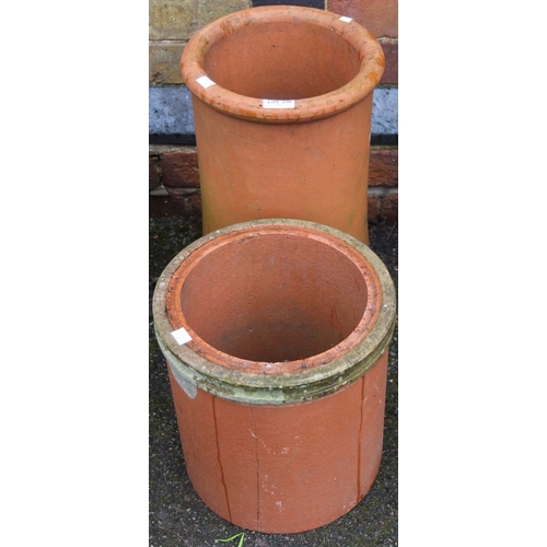 298 - Two terracotta chimney style planters